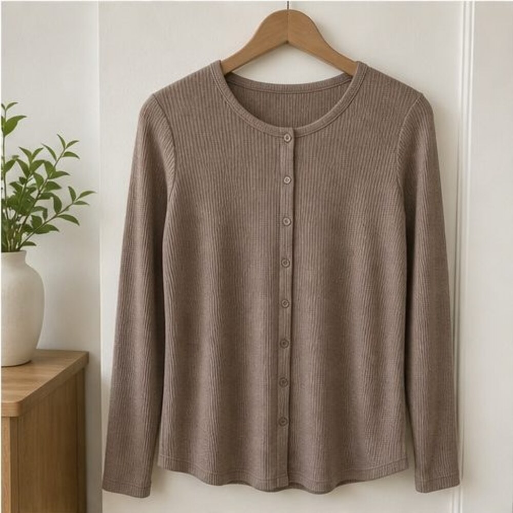 Taupe V Neck Top